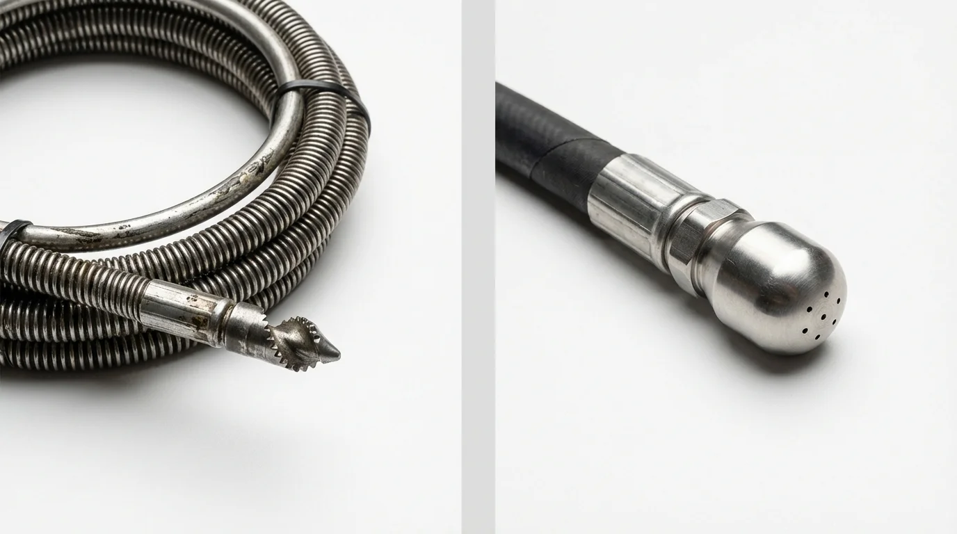 Drain snake cable and hydro jetting nozzle used for drain cleaning in Verdi, NV