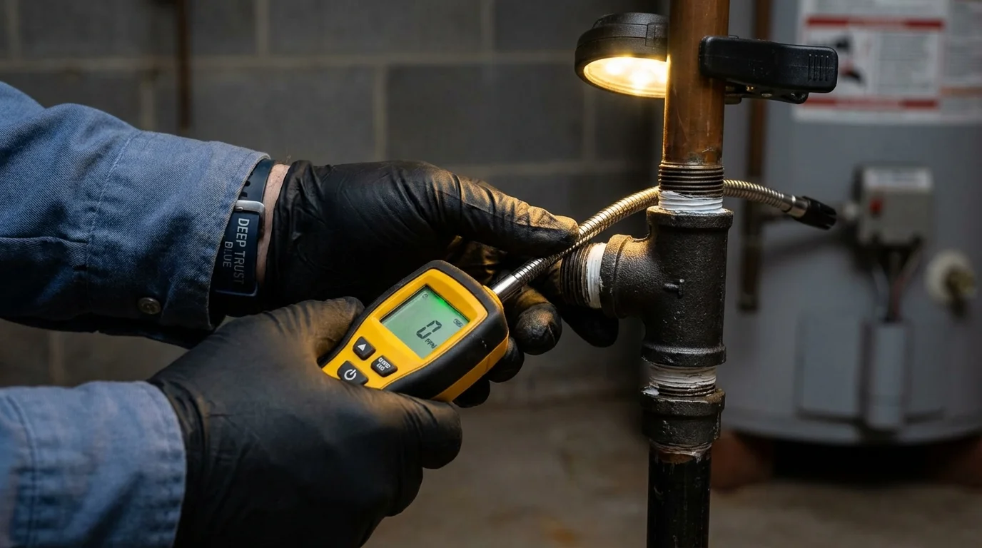 Gas leak detection with electronic sniffer by Johns Plumbing LLC in Verdi