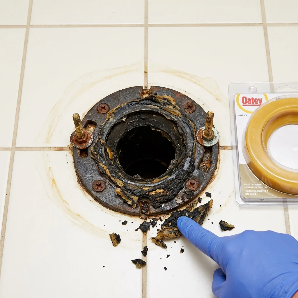 Failed wax ring showing water seepage at the base of a toilet in a Verdi, NV home
